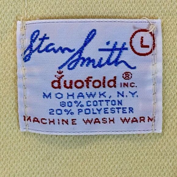 Vintage Rare 70s/Early 80s Stan Smith by Duofold Light Yellow Polo Men’s Large - Picture 4 of 8